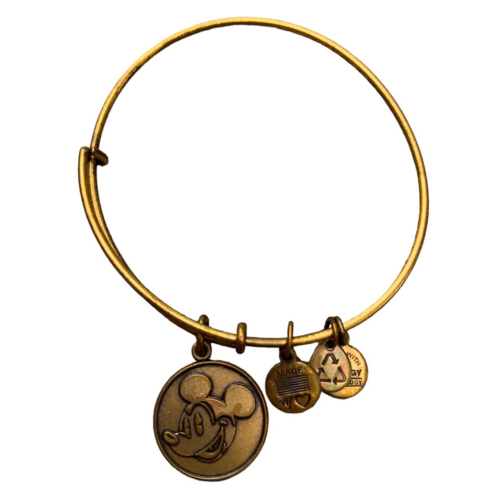ALEX & ANI DISNEY Mickey Mouse Gold Adjustable Expandable Charm Bracelet Bangle